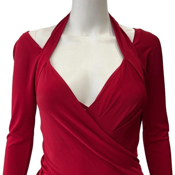 $3495 Donna Karan Dark Red Cherry Bodycon Jersey Maxi Dress size Small - Picture 2 of 11